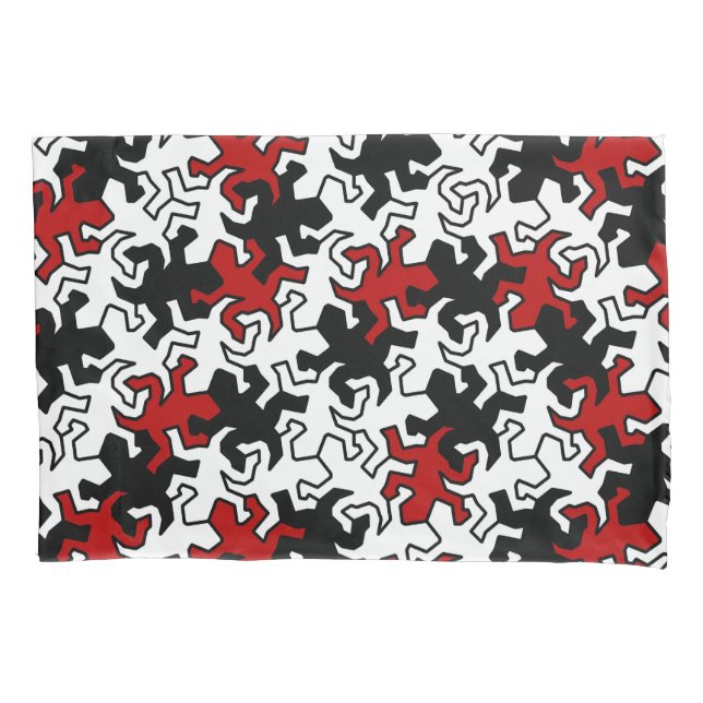 Padrão de Geckos Mosaicos - preto vermelho (Frente)