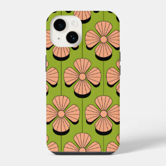 Padrão de Geometria Floral Retro - Pétalas Rosa