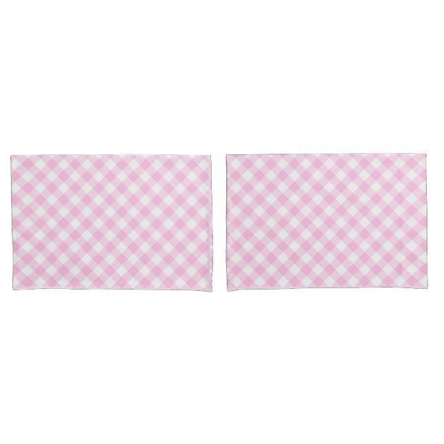 Padrão de Gingham Branco e Rosa Diagonal (Frente - conjunto)