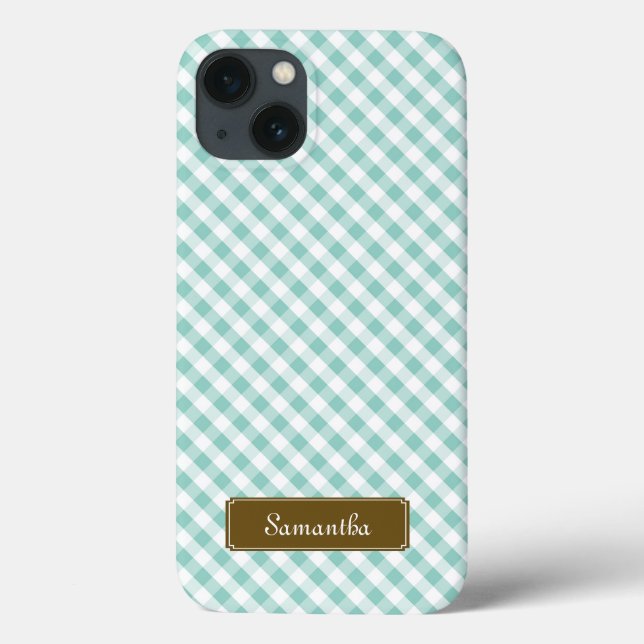 Padrão de Gingham do Pastel Cute Mint (Verso)
