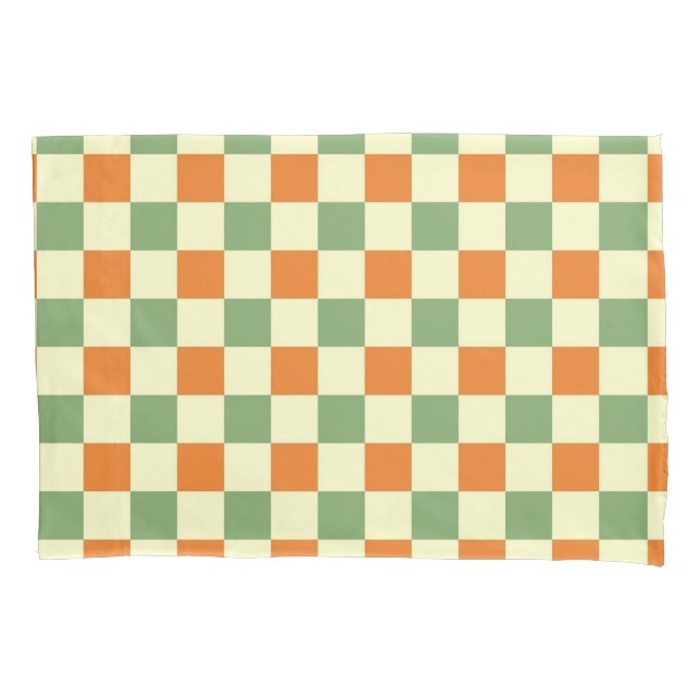 Padrão de Gingham - Laranja Verde Marrom (Frente)