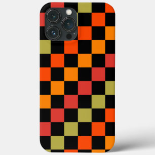Padrão de Gingham Preto Laranja Verificado