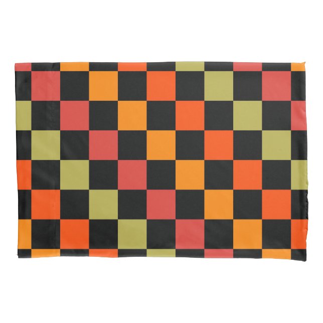 Padrão de Gingham Preto Laranja Verificado (Frente)