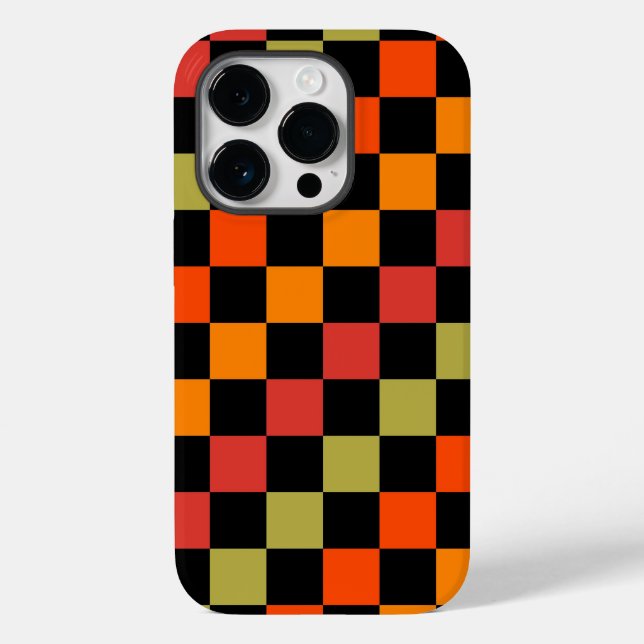 Padrão de Gingham Preto Laranja Verificado (Verso)