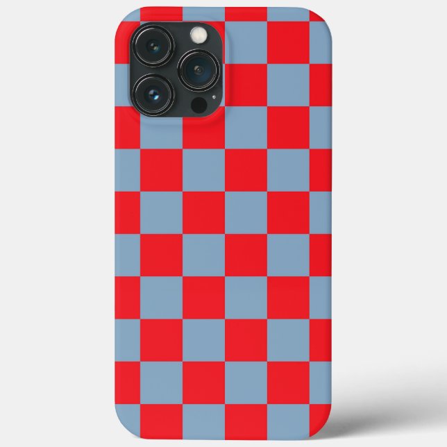 Padrão de Gingham Verificado com Azul Vermelho (Verso)