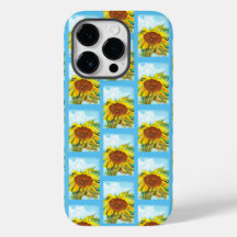 Padrão de girassol com nuvens e céu