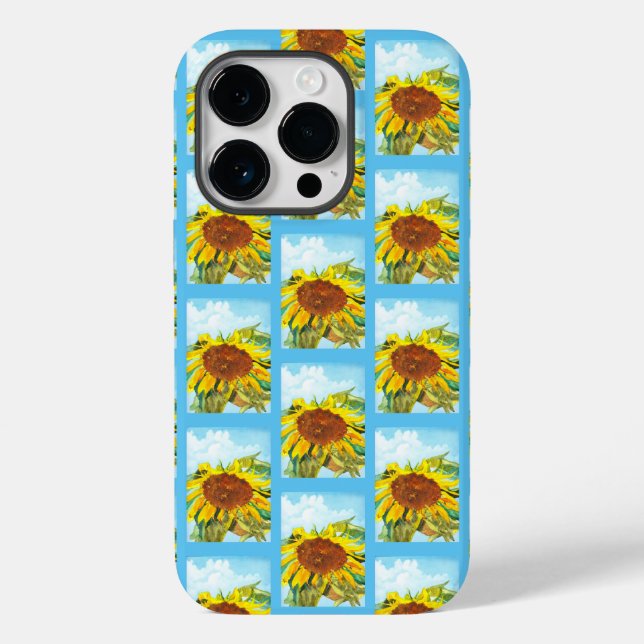 Padrão de girassol com nuvens e céu (Verso)