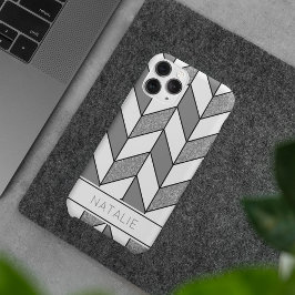 Padrão de Glitter Herringbone de Silver Elegante