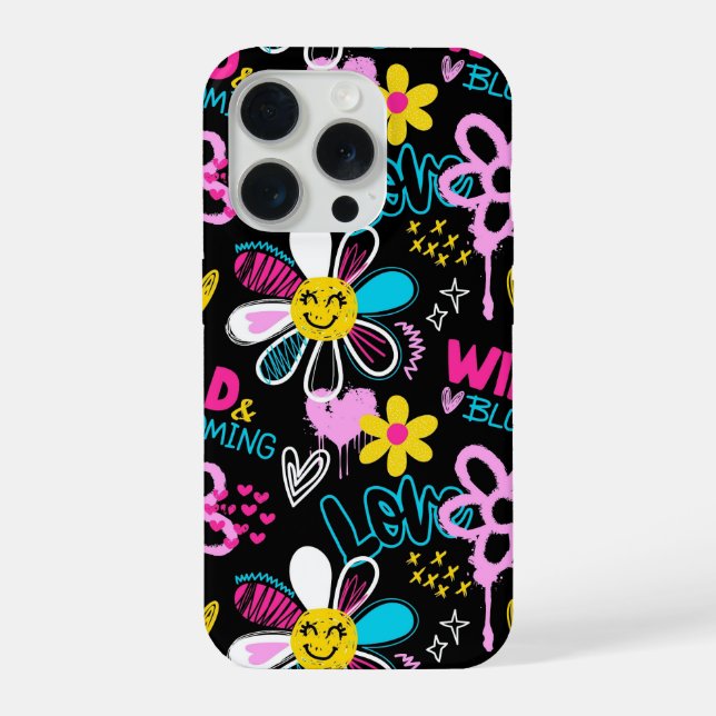 Padrão de Grafite de Flor Sorridente da Moda (Verso)