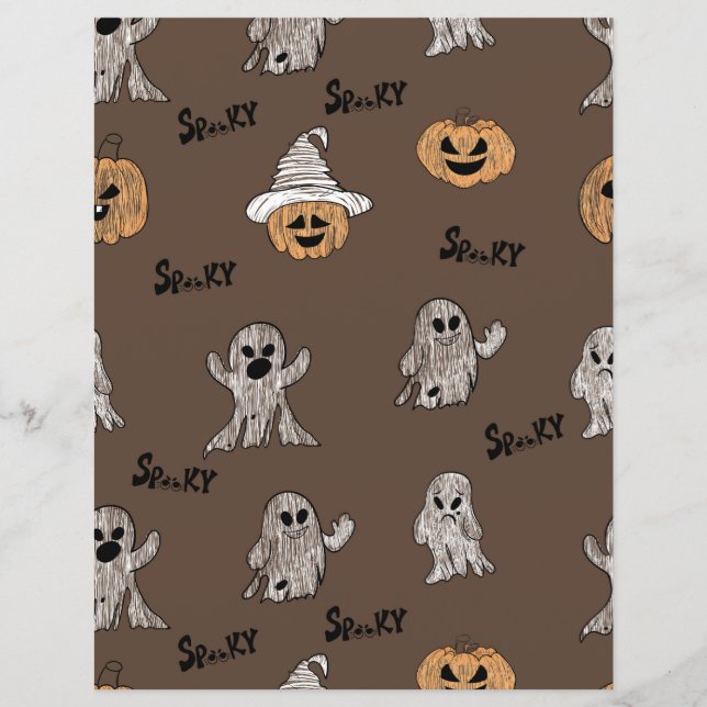 Padrão de Halloween de Fantasma Assustador e Abóbo (Frente)