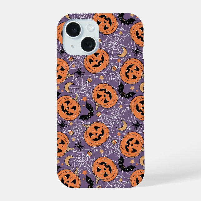 Padrão de Halloween do Jack-O-Lanterna Roxo (Verso)