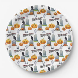 Padrão de Halloween em Pratos de Papel