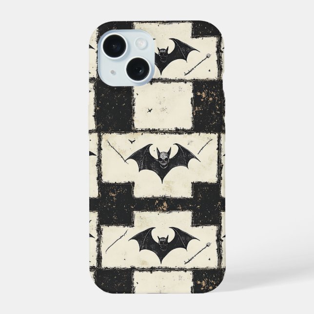 Padrão de Halloween Grunge com Morcego Gótico (Verso)