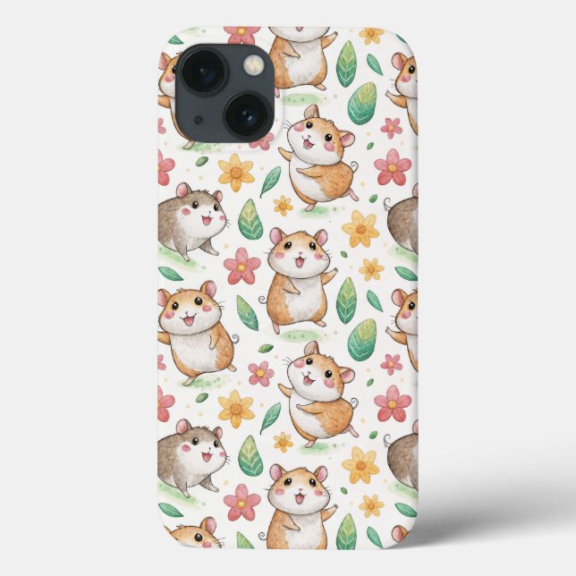Padrão de hamster dançante bonito e engraçado (Verso)