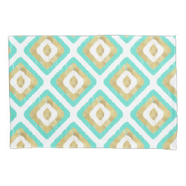 Padrão de Ikat Chic Dourado e Turquoise
