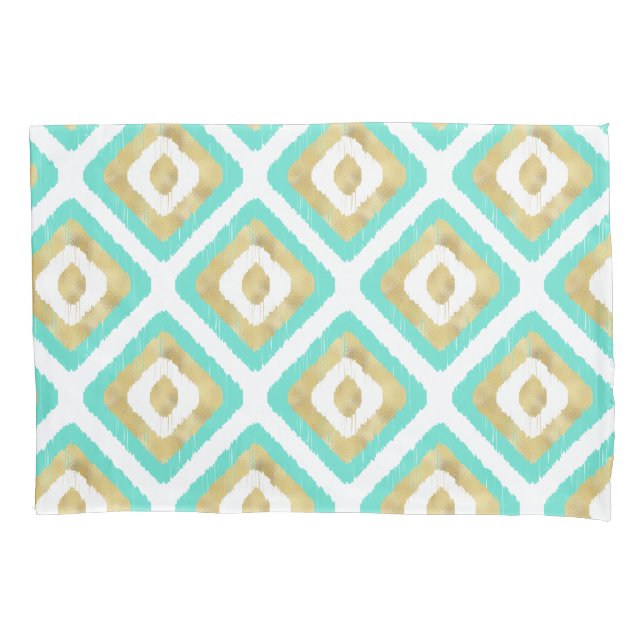 Padrão de Ikat Chic Dourado e Turquoise (Frente)