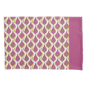 Padrão de Ikat Rosa Escuro e Mostarda
