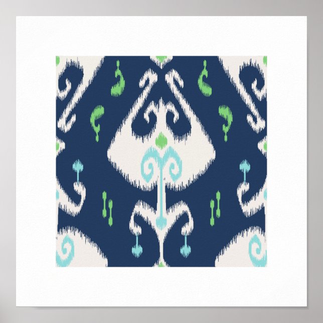 padrão de ikat verde-azul-chic, tribal impressão (Frente)