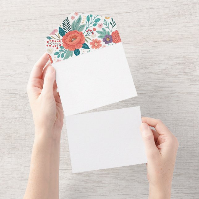 Padrão de Impressão de Multiverso Floral Vibrante (Aba destacável)