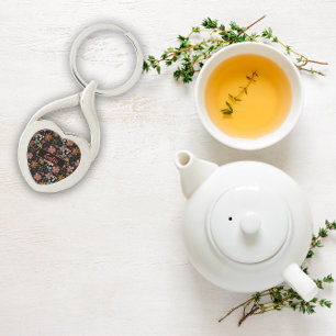 Padrão de jardim de aquarelas preto Chaveiro de me