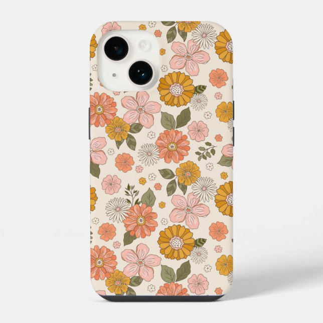 Padrão de Jardim de Flores Rosa e Laranja (Verso)
