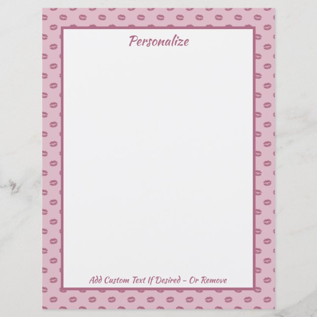 Padrão de Kisses de Lip Rosa Trendy Personalizado (Frente)