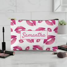 Padrão de Lábios Rosa e Branco