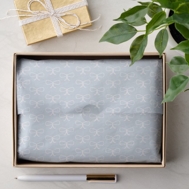 Padrão de Laço Moderno em Papel de Seda Azul Escur (Presente)