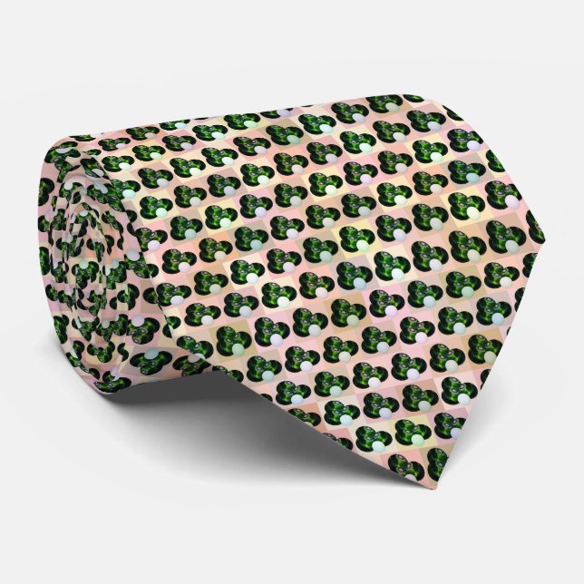 Padrão de Lawn de Arte em Bloco Verde, Gravata no  (Rolled)