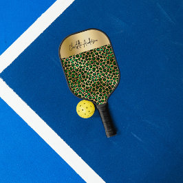 Padrão de leopardo em ouro verde esmeralda com nom
