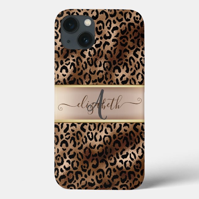 Padrão de Leopardo Preto Bronze Monograma    (Verso)