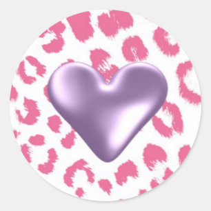 Padrão de leopardo rosa com adesivo de coração rox