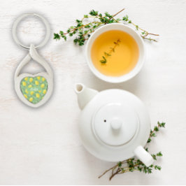 Padrão de limão de aquarela verde Chaveiro de meta