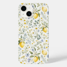 Padrão de limão e flores silvestres no estilo fran