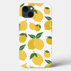 Padrão De Limão Fruta Retroativa Amarelo Em Branco