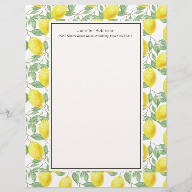 Padrão de Limões Amarelos com Folhas Verdes (Frente)
