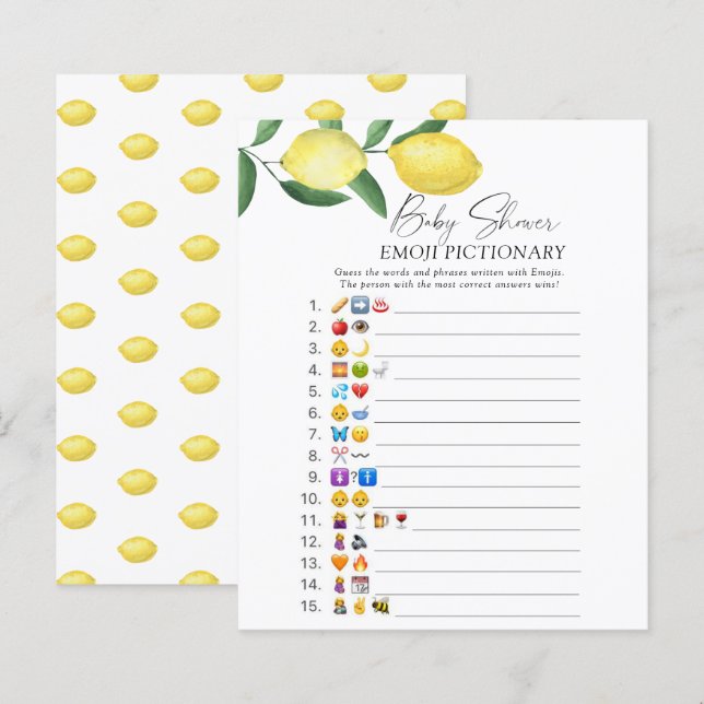 Padrão de limões - Jogo de picário Emoji (Frente/Verso)