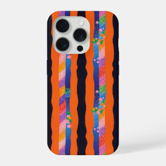 Padrão de Listra Ondulada Floral Laranja