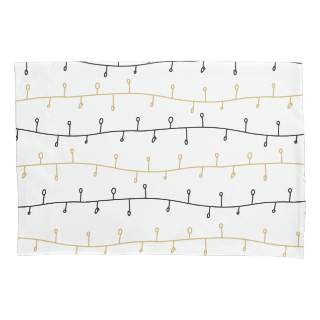 Padrão de Luzes de Natal Modernas Preto Dourado (Frente)