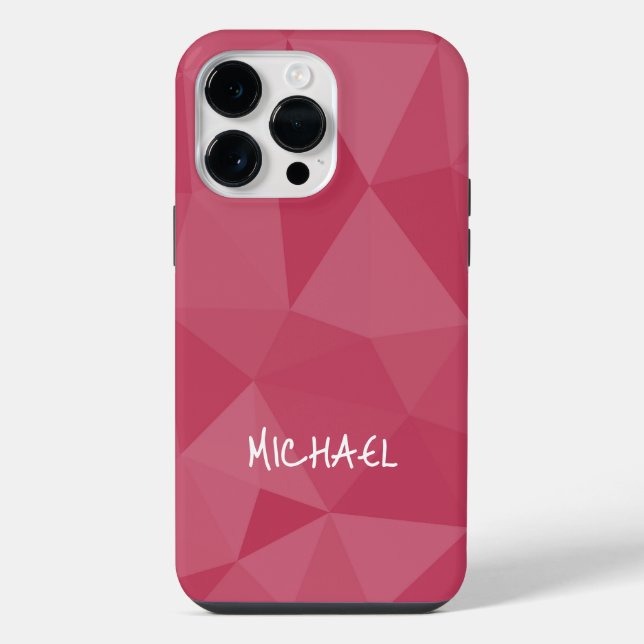Padrão de malha geométrica de luz rosa personaliza (Verso)