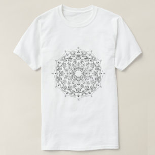 Padrão de Mandala Geométrica Preta em Camiseta Bra