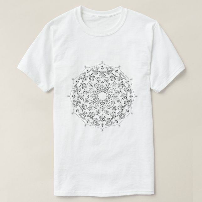 Padrão de Mandala Geométrica Preta em Camiseta Bra (Frente do Design)