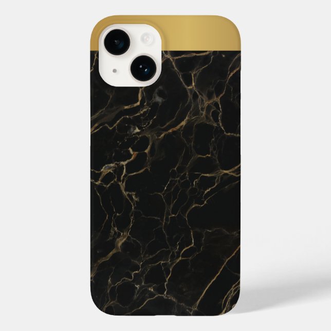 Padrão de mármore Dourado preto clássico iPhone /  (Verso)