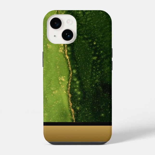 Padrão de mármore Dourado verde clássico iPhone /  (Verso)
