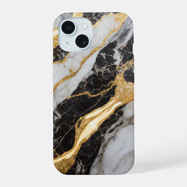 Padrão de Mármore Preto e Branco com Ouro (Verso)