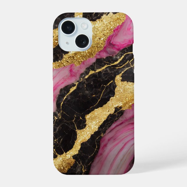 Padrão de Mármore Preto Rosa com Ouro (Verso)