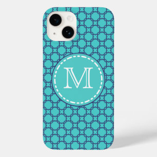 Padrão de Maroccan Azul e Teal - Monograma