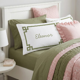 Padrão de Monograma de Chave Grega Verde Oliva