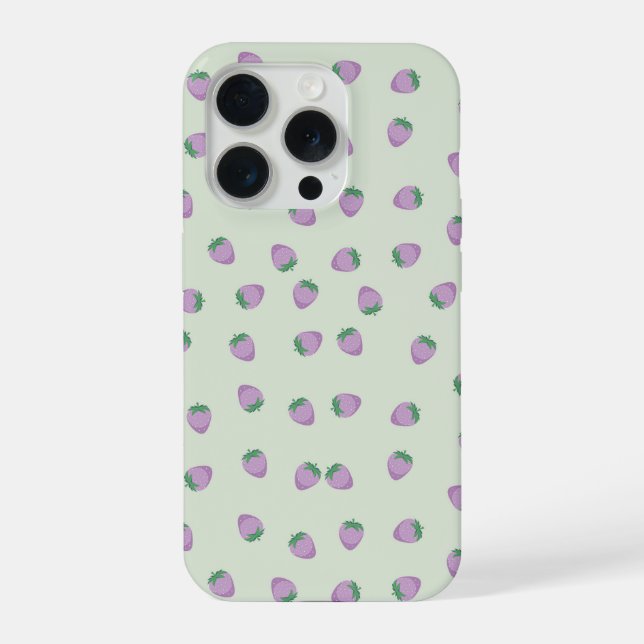 Padrão de Morango Roxo em Fundo Verde (Verso)