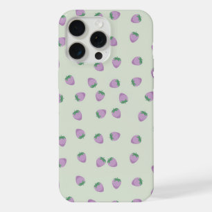 Padrão de Morango Roxo em Fundo Verde